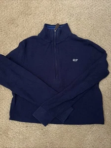 Vineyard Vines Pullover Sweater Boys Size Small Navy 1/4 Zip Long Sleeve - Picture 1 of 6