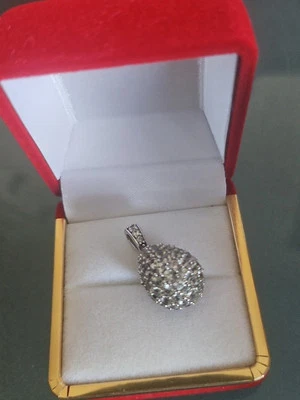 JTV 10KT ORO BLANCO MACIZO 5.2g Pavé CIRCONES HUEVO COLGANTE 1" NUEVO SIN ETIQUETAS  Foto 1 de 4