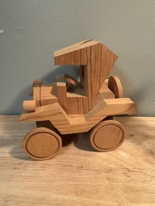 Wood Ford Model T  Toy Car Handmade Vintage Replica Antique Car 7.25 In Tall - Picture 1 of 9
