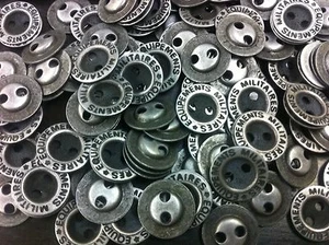 50 Vintage Shirting Metal Military Button Dark Gunmetal Finish 13/MM 1/2" 2hole - Picture 1 of 2