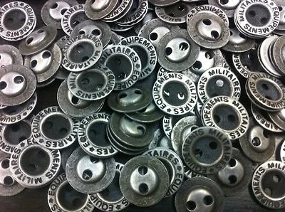 50 Vintage Shirting Metal Military Button Dark Gunmetal Finish 13/MM 1/2" 2hole - Image 1 of 2