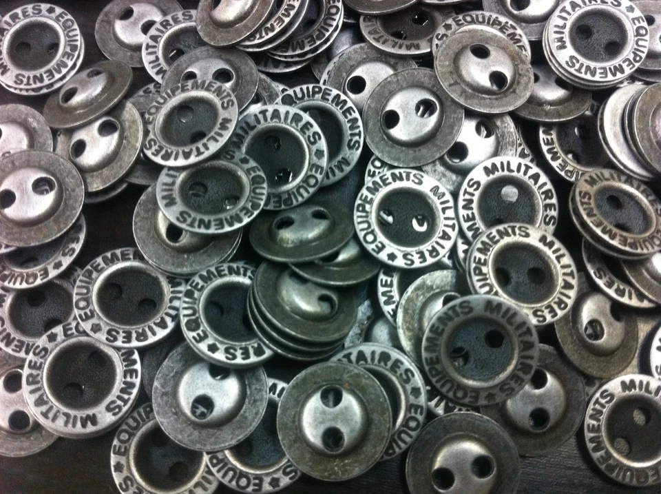 50 Vintage Shirting Metal Military Button Dark Gunmetal Finish 13/MM 1/2" 2hole - Image 1 of 2