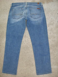 Pantalones de mezclilla cortos rectos 7 For All Mankind talla 27 azul desgastado + elástico talla 29 calce - Imagen 1 de 10