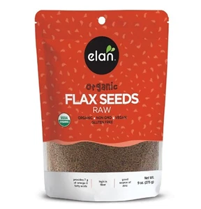 Elan Organic Flax Seed, 9 Oz, Whole Seeds, Raw Seeds, Non-Gmo, Vegan, Gluten-Fre - Picture 1 of 5