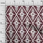 oneOone Cotton Poplin Maroon Fabric Artistic Floral & Diamond Geometric-p1R