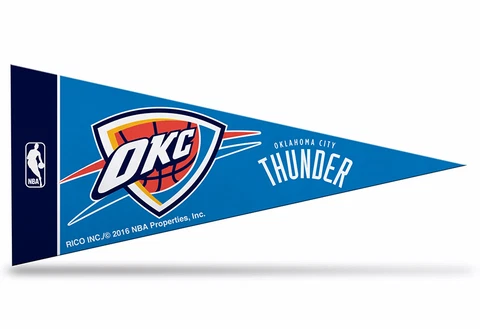 Oklahoma City Thunder NBAS Mini Pennant 9"x4",New, Felt, Made in USA Flag Banner Cover