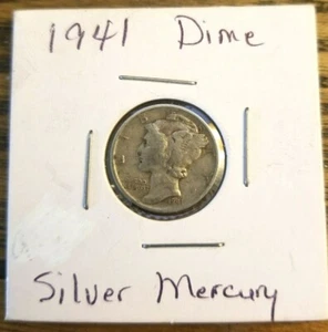 1941 moneda de plata 90 % P Mercury Dime - Imagen 1 de 4