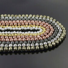 Metallic Titanium Coated Lava Gemstones Round Beads 15.5" 6mm 8mm 10mm 12mm DIY