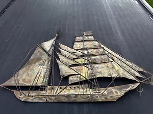 Curtis Jere Style barca goletta nave parete metallo scultura arte - Foto 1 di 18