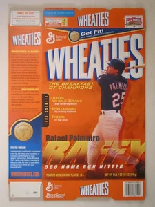 Empty WHEATIES Box 2003 18oz RAFAEL PALMEIRO [Z202e8] - Picture 1 of 2