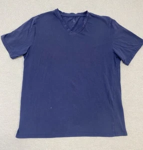 Calvin Klein T-Shirt Men’s Large Slim Fit Navy V-Neck Solid Basic Pima Cotton - Picture 1 of 6