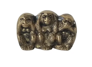 Figura de latón pequeña Three Wise Monkeys See No Evil Hear No Evil Speak No Evil - Imagen 1 de 7