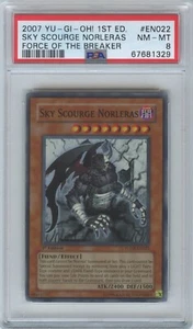 2007 Yu-Gi-Oh! Sky Scourge Norleras 1st Ed. Super Rare #FOTB-EN022 PSA 8 NM-MT - Picture 1 of 2