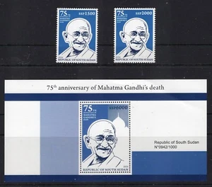 SÜDSUDAN 2024 NEU Jubiläum GANDHI Set + Souvenirbogen - kostenloser Versand USA - Bild 1 von 3