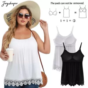 Camisole Women with Built in Bra Adjustable Strap Tank Tops Sleeveless Tops New - Picture 1 of 32