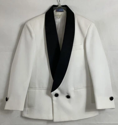 Chaqueta Esmoquin Raffinati Formal Niños Talla 10 Blanca con Solapas Negras Hecha en EE. UU. Foto 1 de 4
