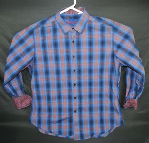 Robert Graham Button Up Shirt Mens L Plaid Flip Cuff -See Details - Picture 1 of 8