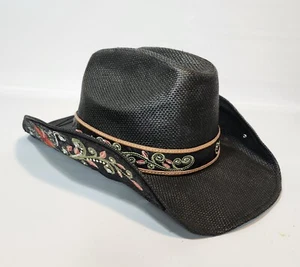 Peter Grimm Black Cowboy Drifter Hat "Jaro" Style. "Carpe Diem" Liner - Picture 1 of 10