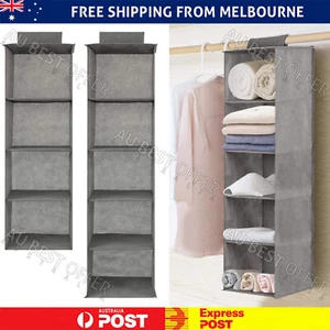 4/5 Layer Hanging Organiser Clothes Storage Wardrobe Garment Shelves Tidy AU - Picture 1 of 13