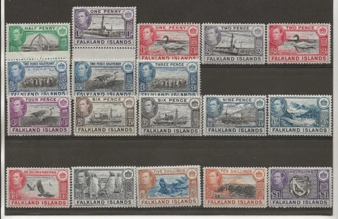 Falkland Islands 1938 SG 146 - 163 Set of 18 Mint MH CV £475 Cover