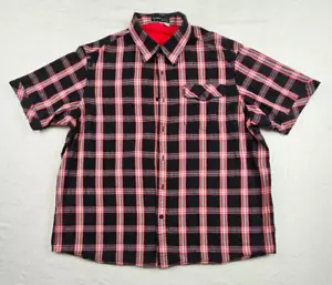 RocaWear Short Sleeve Button Up Red Black Plaid Shirt - Men's Size 3X-Large XXXL - Picture 1 of 20