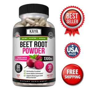 Beet Root Powder 1300mg Capsules Nitric Oxide Booster Superfood Energy Beetroot - Picture 1 of 14