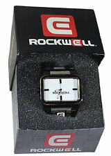 Rockwell Dual Time Mens Watch Silver Rectangle Face DuraFrame MSRP $740 NIB New