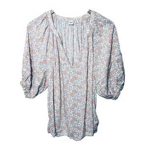 Gap Blouse Tunic Cottagecore Pink Floral Prairie Country Puff Sleeves Country XL - Picture 1 of 6