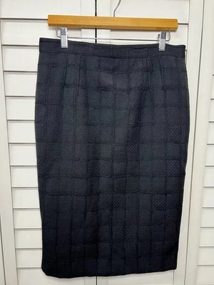 Falda lápiz minimalista con textura 100 % lana Valentino vintage talla 10 negra Foto 1 de 4