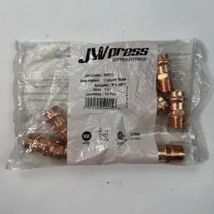 10 Pack JW Press Copper Fittings 50015 Copper Male Adapter 1/2" P x MPT - Picture 1 of 7