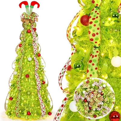 6英尺弹出圣诞树带200盏灯,预点可折叠圣诞树带L — 第 1/4 张图片