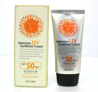 [3W CLINIC] Intensive UV Sunblock Cream SPF50 PA+++ 70ML/Makeup Base/Korean Made - Image 1 of 4