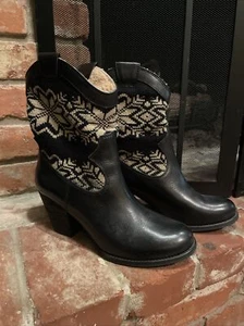 Gianni Bini Black Leather & Fabric boots, Size 10B - Picture 1 of 7