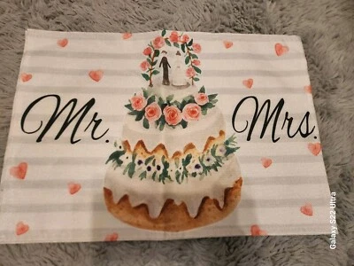 Mr. & Mrs. Wedding Anniversary Placemats 12"x18" Set of 4, Table Decor NEW - Image 1 of 4