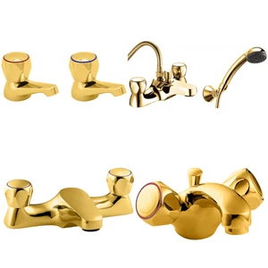 Deva DCM Gold Bathroom Basin Bath Mixer Traditional Mono Taps