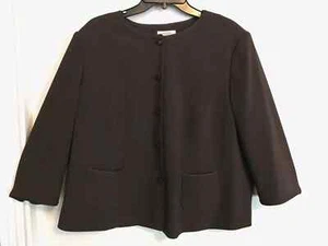 Talbots Womens Blazer 18W Petite Jacket Brown Suit Coat Button Up 3/4 Sleeve - Picture 1 of 4