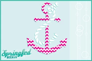 Chevron Striped ANCHOR Vinyl Decal #2 Car Truck Sticker CUSTOM SIZES & COLORS! - Picture 1 of 1