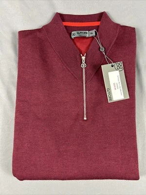 G/Fore G4 Golf Sweater Sleeve Logo 1/4 Zip XL Red Wool Polyester NWT MSRP $255 - Image 1 of 4