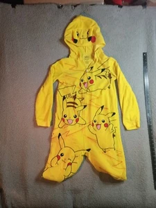 Pokemon Pikachu One Piece Pajamas PJ 14/16 Kids Youth Yellow Sleepwear Halloween - Picture 1 of 12
