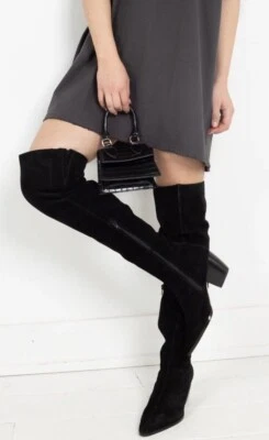 Nuevas botas altas de gamuza negras sobre la rodilla $350 Matisse x Free People SKY HIGH 6 M Foto 1 de 4