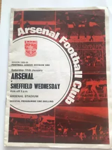 ARSENAL V SHEFFIELD WEDNESDAY 11 Jan 1969 FOOTBALL LEAGUE DIVISION ONE PROGRAMME - Picture 1 of 2