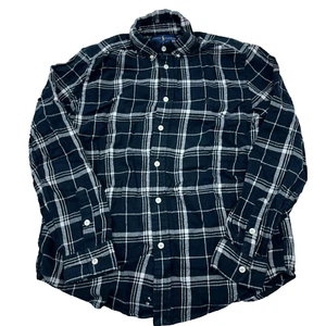 Ralph Lauren Shirt Boys Large Black White Flannel Button Up Tartan Plaid Youth - Picture 1 of 10