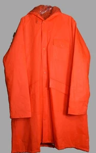 NWT Long Lightweight Hooded w/bill Quilted Rain Parka Jacket Coat Orange XL (42) - Picture 1 of 9