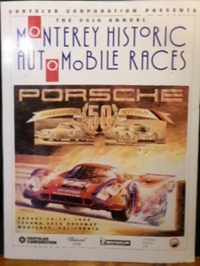 SIGNIERT Monterey historische Autorennen Werbung Schaumstofftafel Display Porsche 50 Jahre - Bild 1 von 13