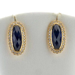 14k gold ear studs with sapphires and diamonds - Picture 1 of 6