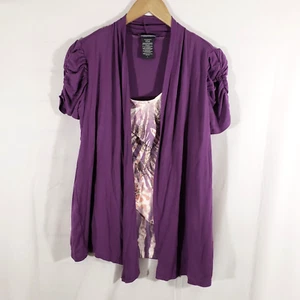 Covington Damen-Cardigan Gr. L Lagenlook lila offene Rüsche kurzärmelig - Bild 1 von 9