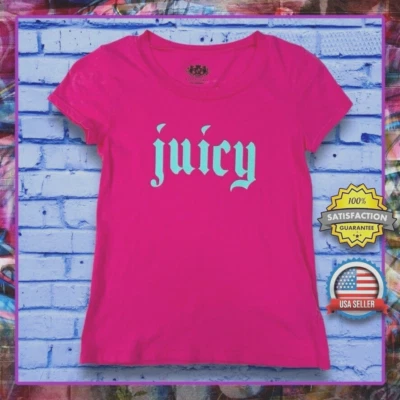 Juicy Couture Logo T-Shirt Girls 8 Lightweight Shocking Pink Graphic Tee NWT - Image 1 of 4