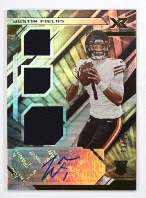 2021 Panini Xr Football #208 Justin Fields Triple Swatch Rookie Auto /30 RPA - Image 1 of 4