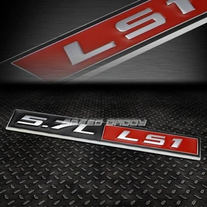 FOR 5.7 CHEVY/GM LS1 LS METAL BUMPER TRUNK GRILL EMBLEM DECAL STICKER BLACK/RED - Bild 1 von 1