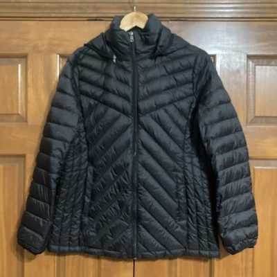 London Fog  Lightweight Down Packable Hooded Puffer Jacket Black Womens Large - Image 1 of 4